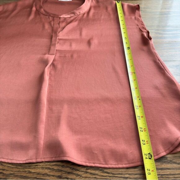 R Label Sleeveless Satin Top Blouse Relaxed Fit Rust Color Women’s L - Picture 6 of 7